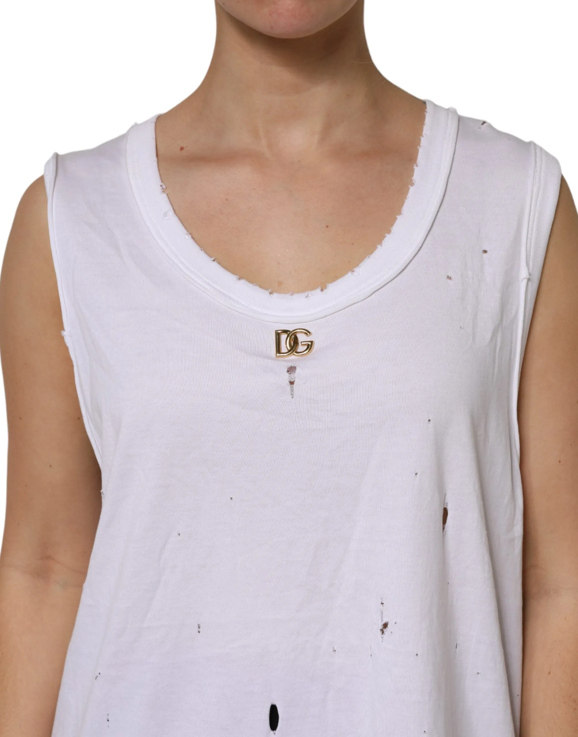 White Cotton Sleeveless Round Neck Tank Top sold by Lord & Taylor product image thumbnail 5
