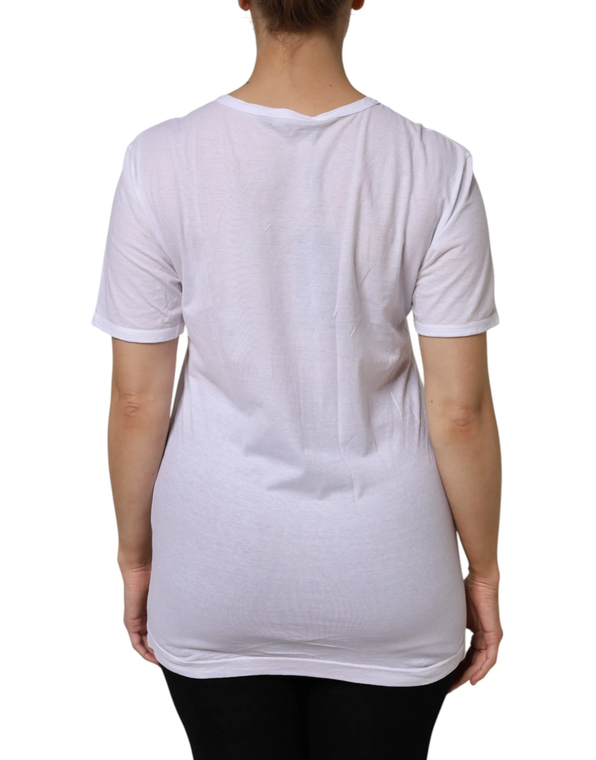 White Cotton Short Sleeves V-Neck Top T-shirt sold by Lord & Taylor product image thumbnail 4