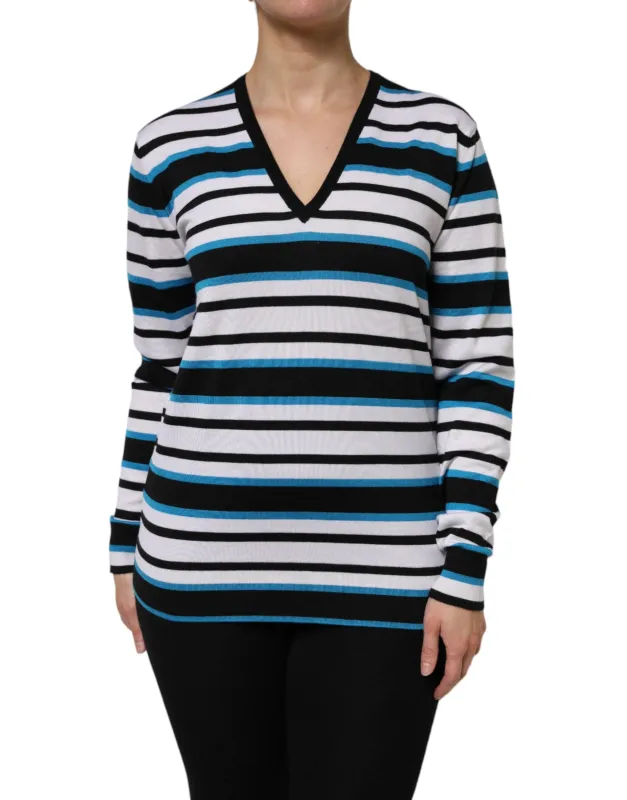 Multicolor Stripes Long Sleeves V-neck Top sold by Lord & Taylor