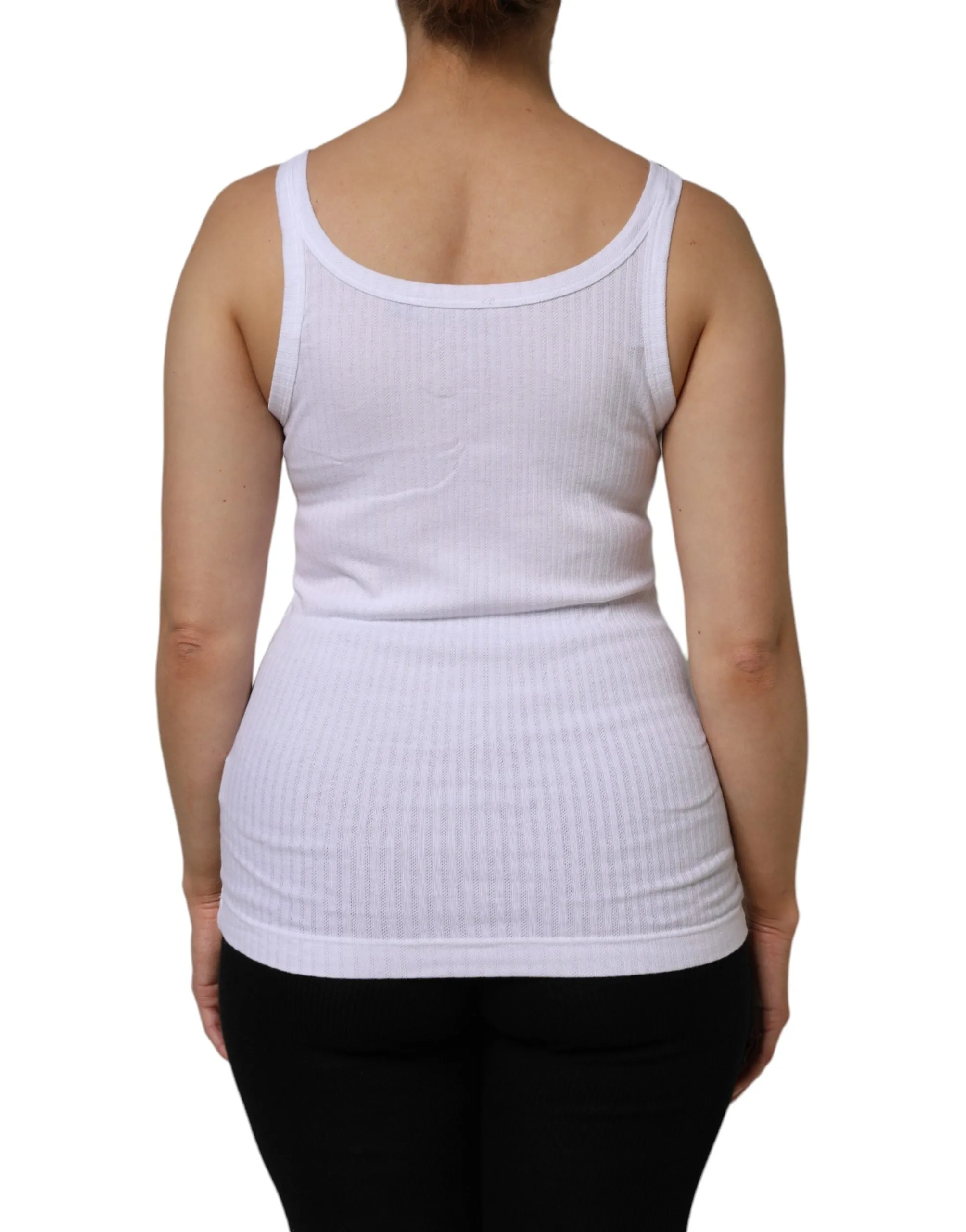 White Cotton Round Neck Sleeveless Tank Top sold by Lord & Taylor product image thumbnail 4