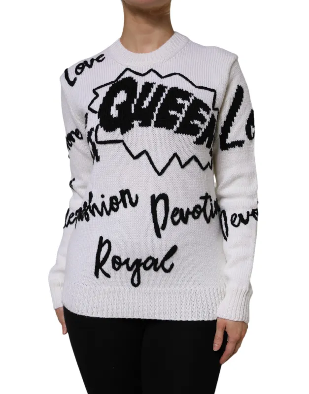 White Wool Knit Crew Neck Pullover Sweater sold by Lord & Taylor