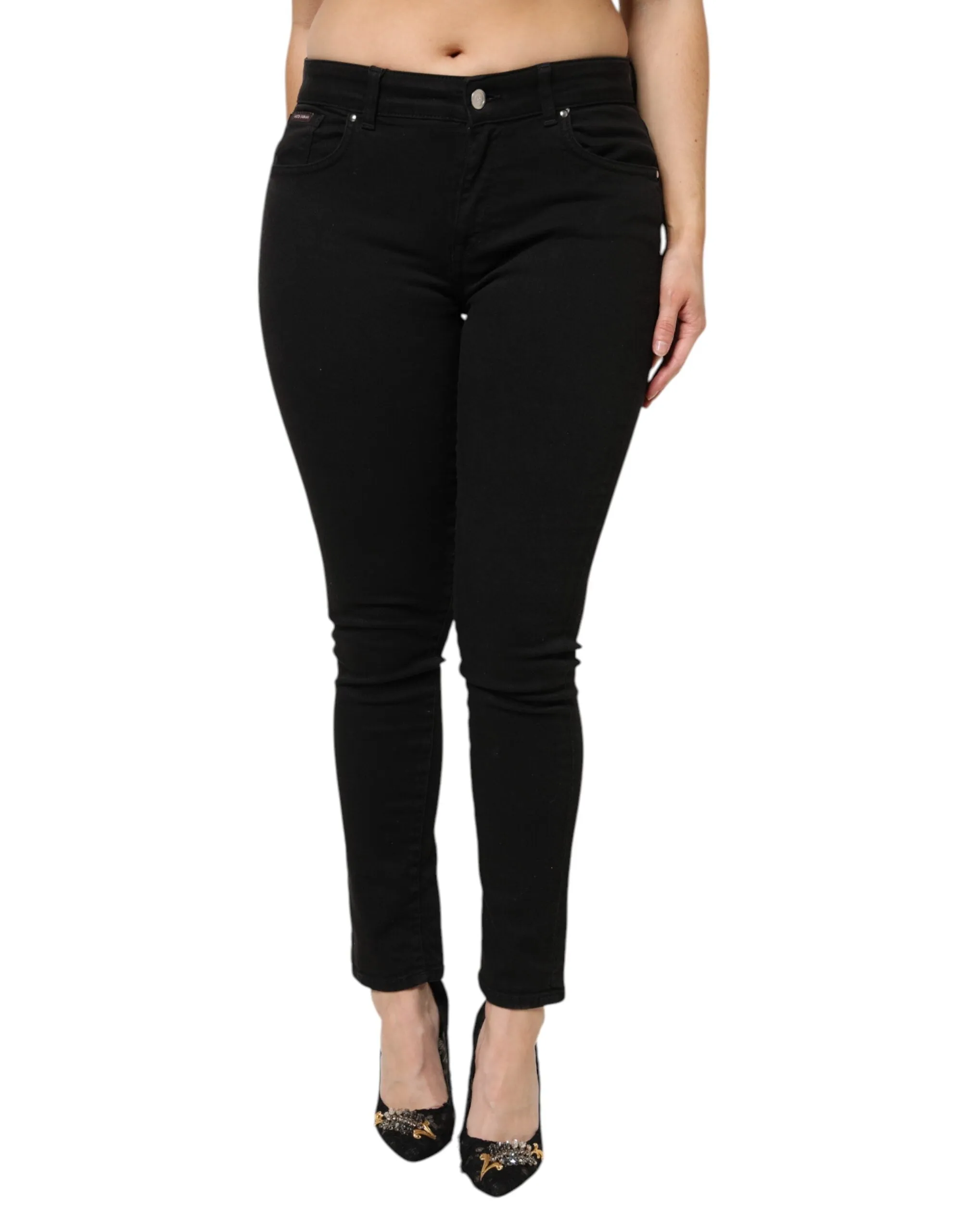 Black Cotton Mid Waist Denim Jeans sold by Lord & Taylor product image thumbnail 2