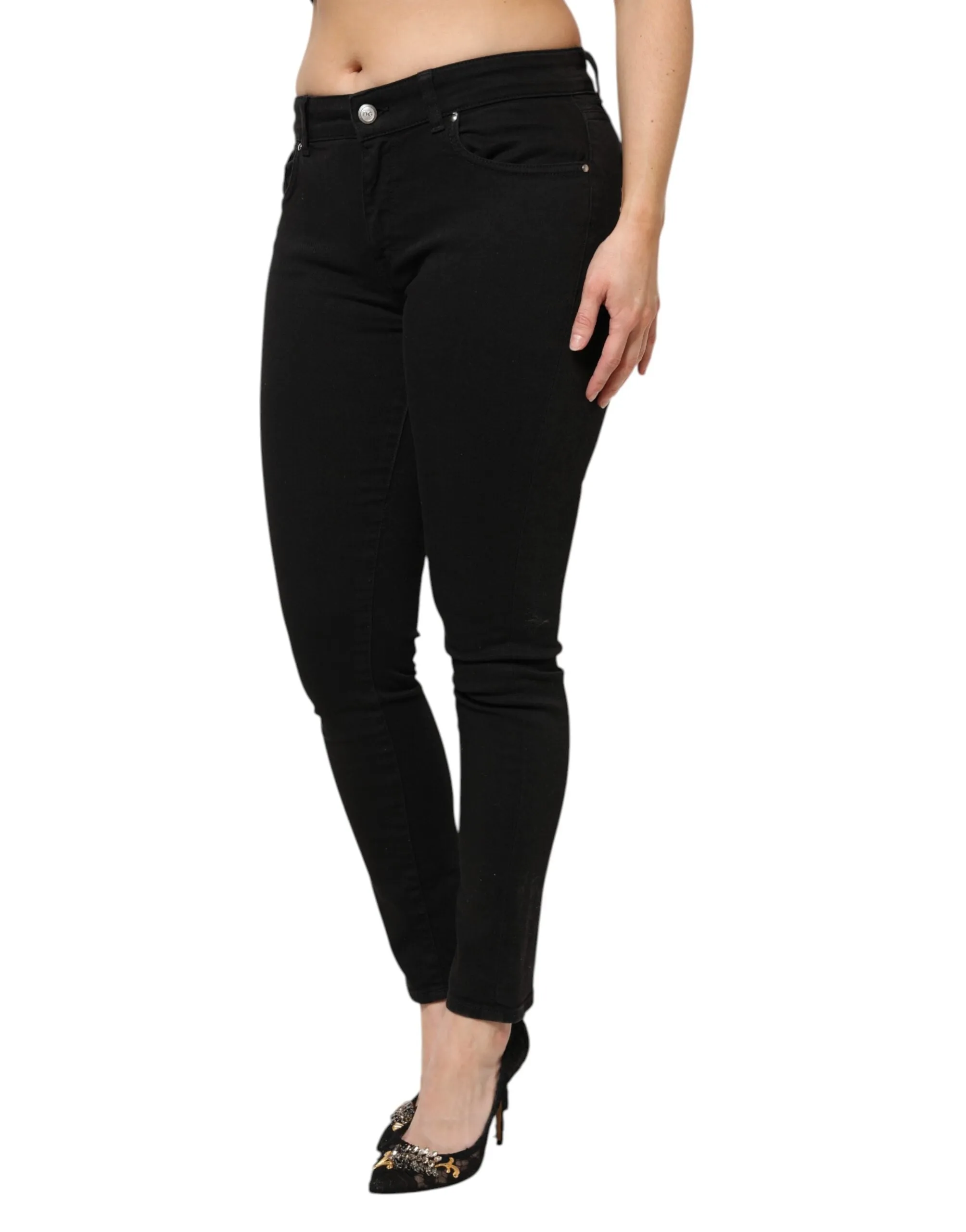 Black Cotton Mid Waist Denim Jeans sold by Lord & Taylor product image thumbnail 3