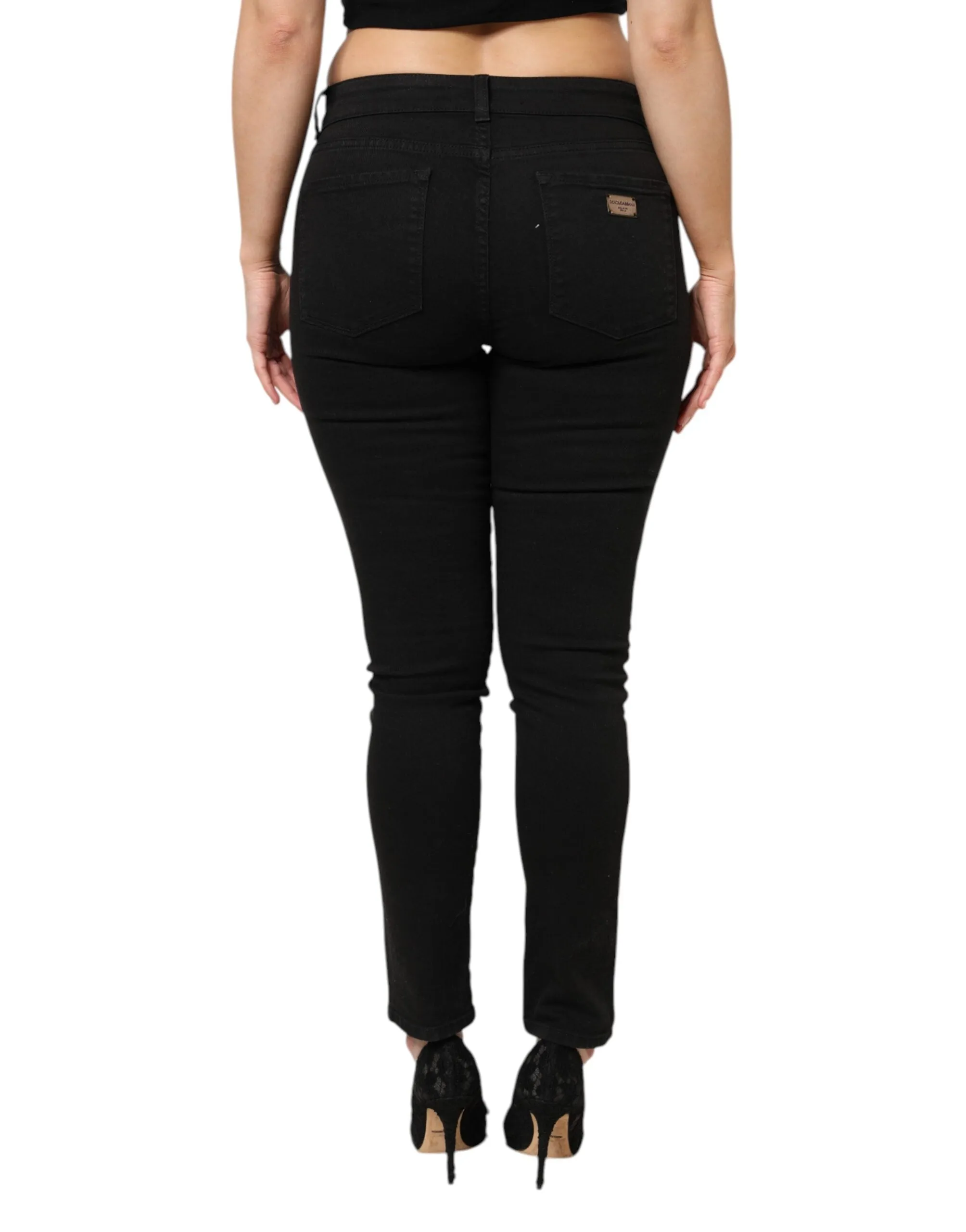 Black Cotton Mid Waist Denim Jeans sold by Lord & Taylor product image thumbnail 4