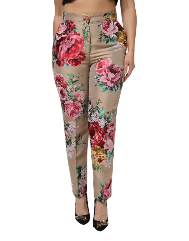 Beige Floral Print Women High Waist Pants sold by Lord & Taylor