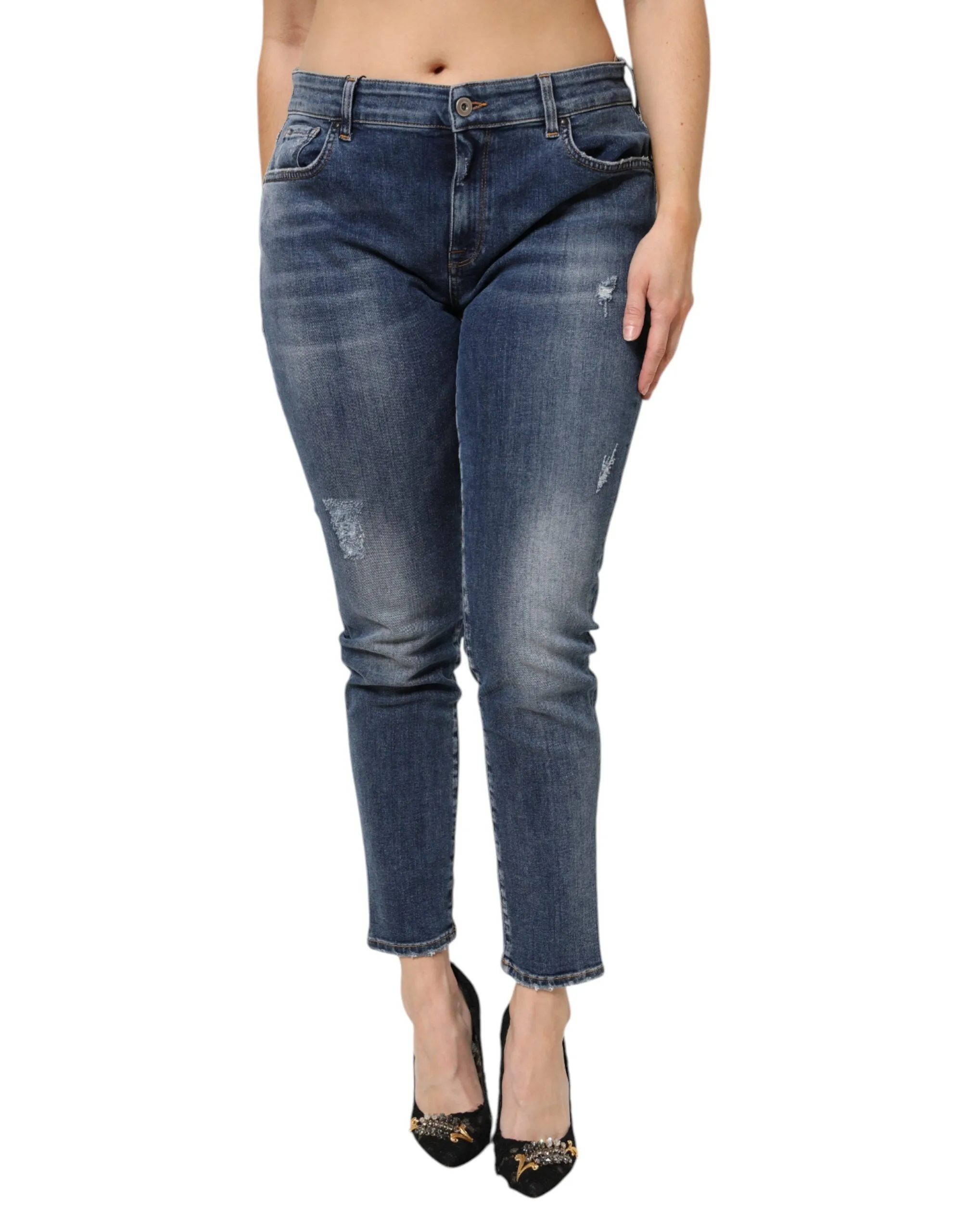 Blue Washed Cotton Low Waist Denim Jeans sold by Lord & Taylor