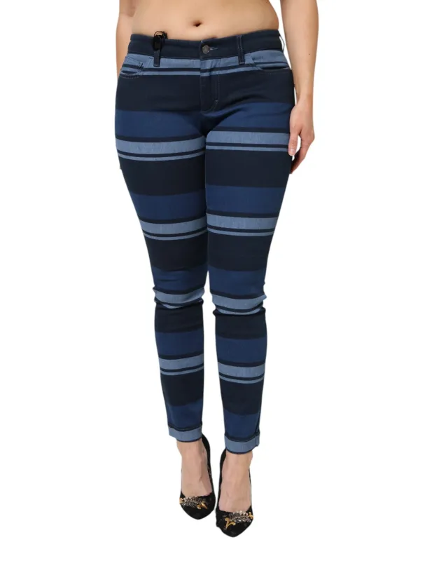 Blue Striped Cotton Stretch Denim Jeans sold by Lord & Taylor