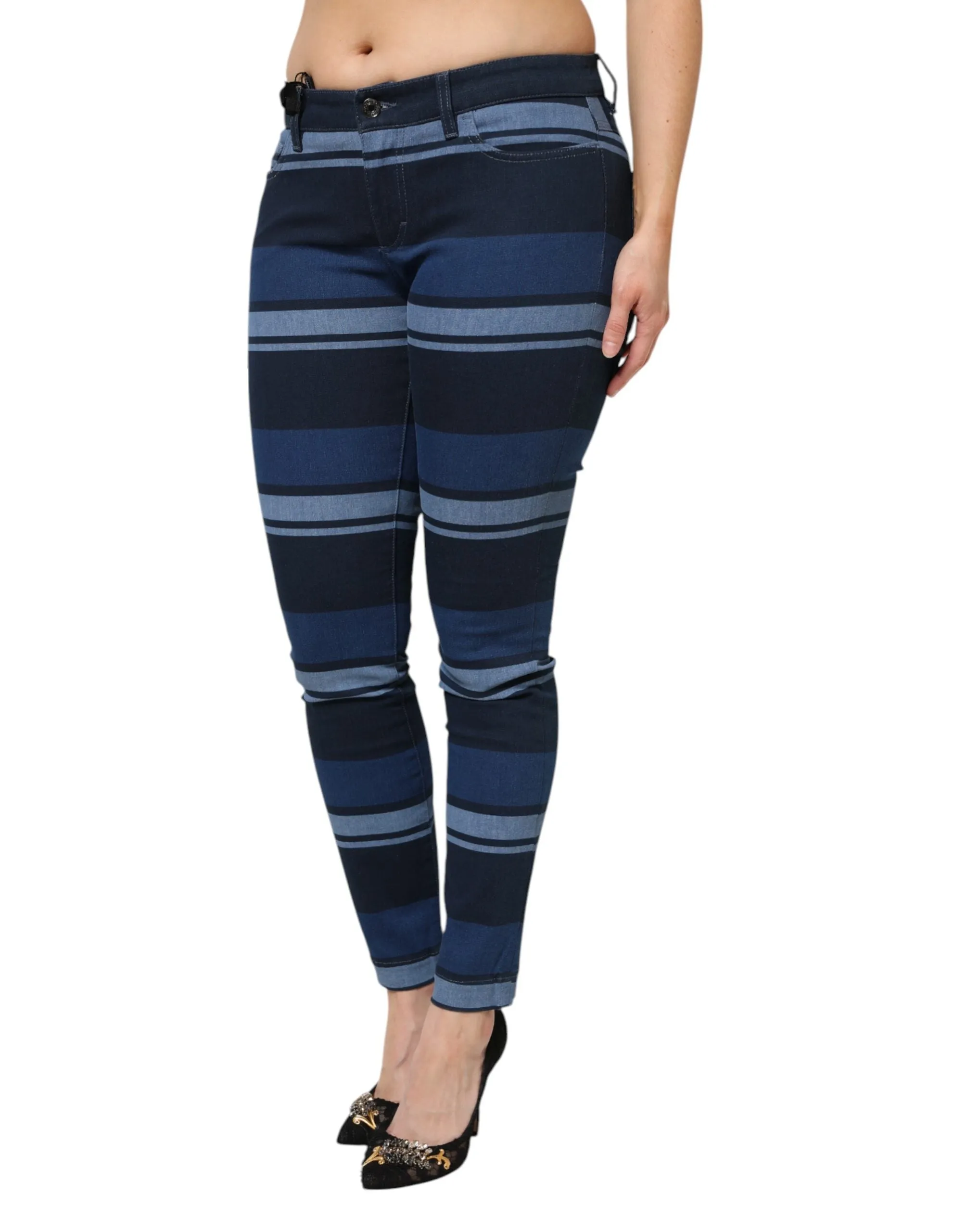 Blue Striped Cotton Stretch Denim Jeans sold by Lord & Taylor product image thumbnail 3