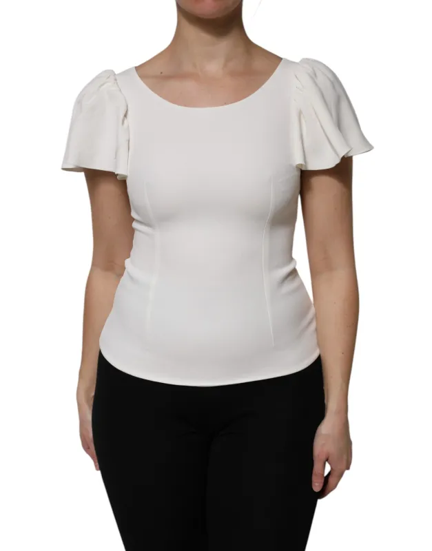 White Viscose Round Neck Short Sleeves Top sold by Lord & Taylor