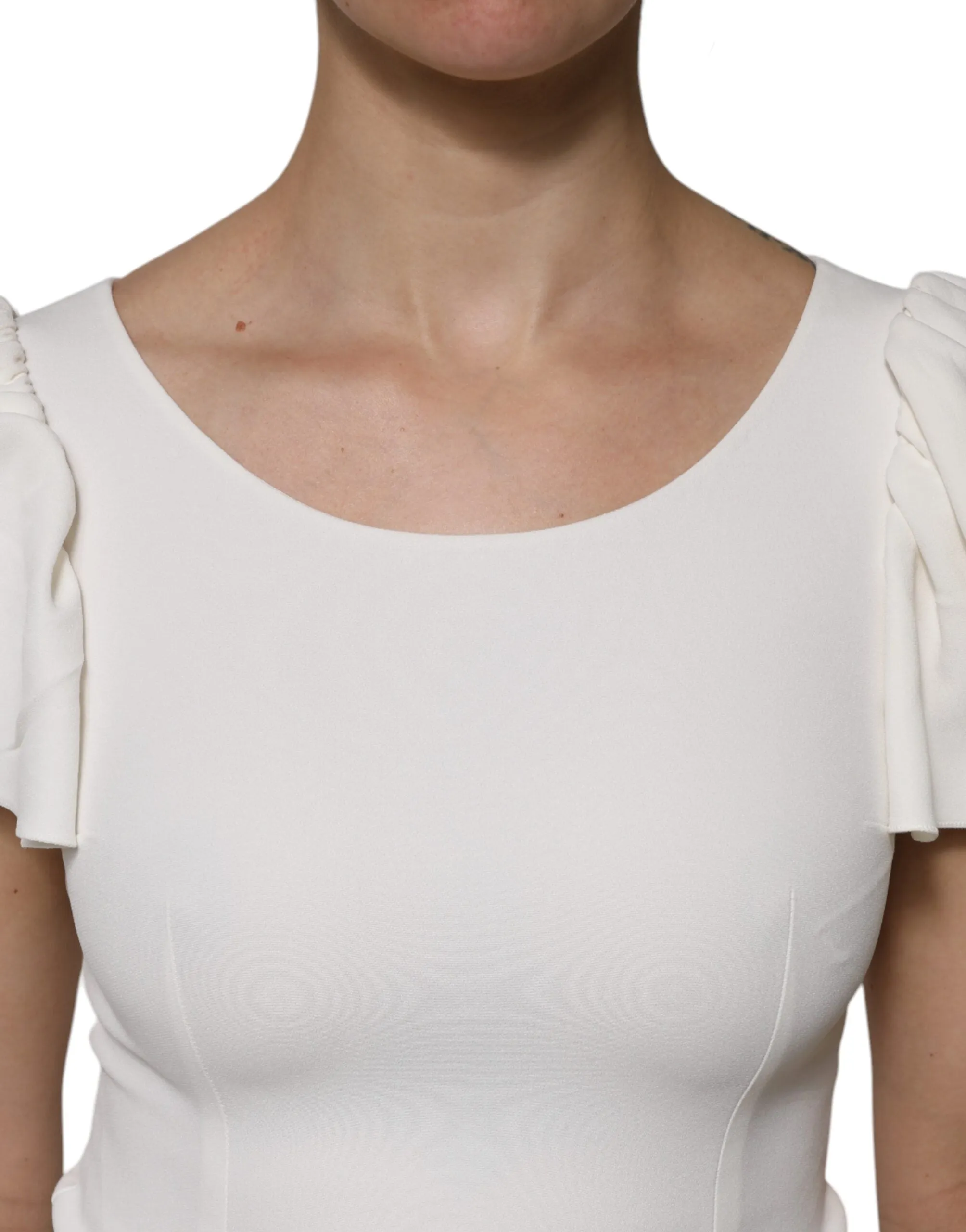 White Viscose Round Neck Short Sleeves Top sold by Lord & Taylor product image thumbnail 5