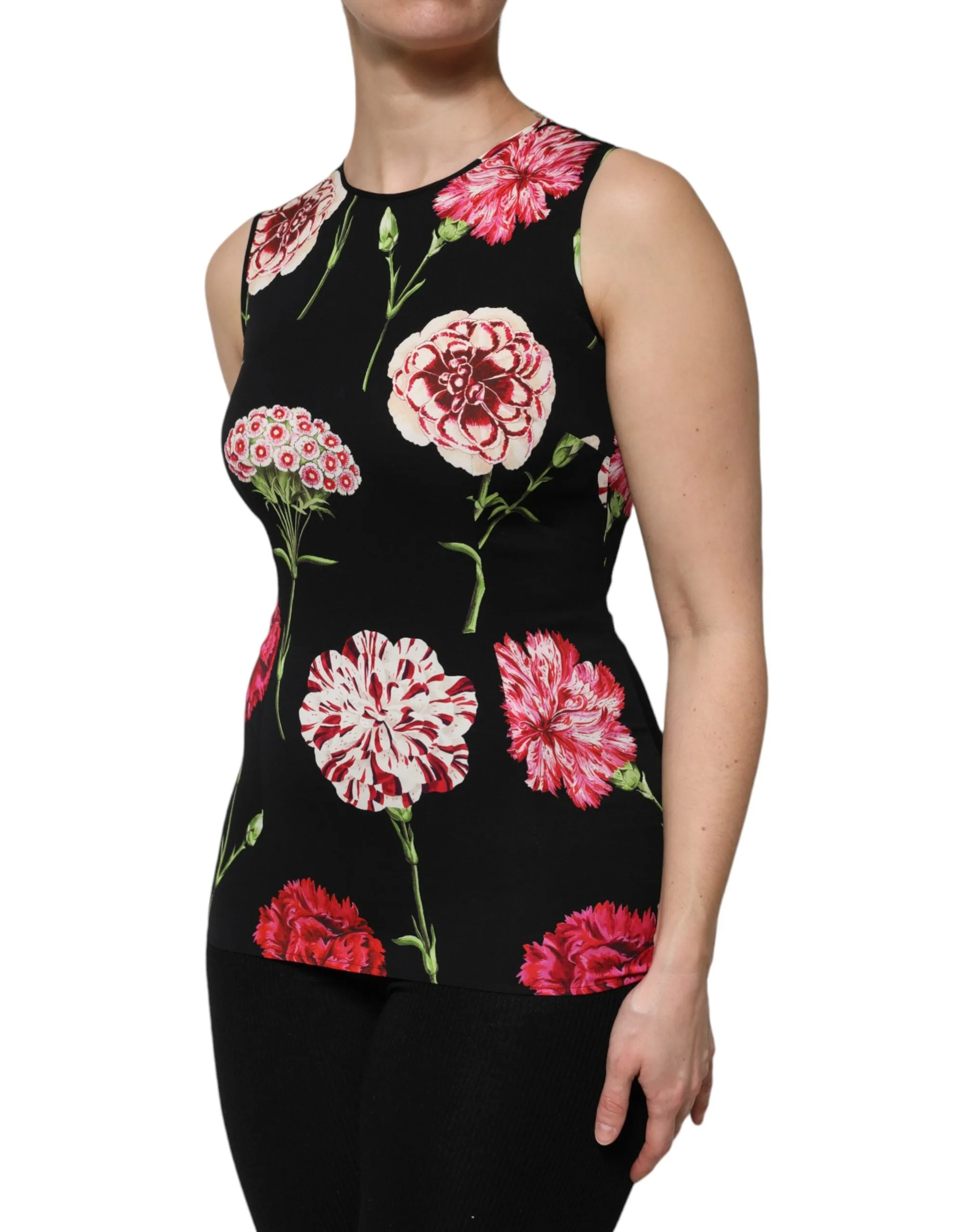Black Floral Print Sleeveless Tank Blouse Top sold by Lord & Taylor product image thumbnail 3