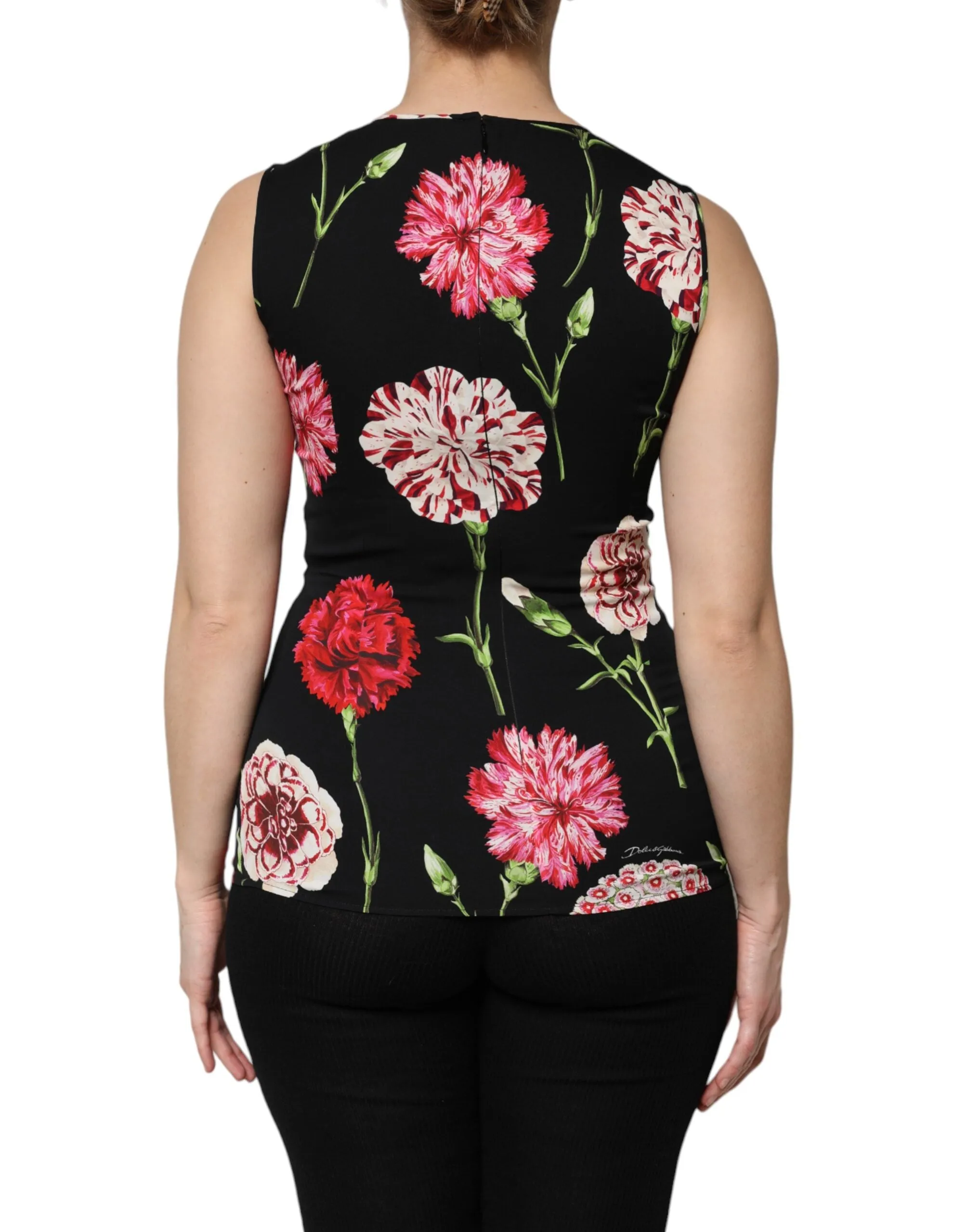 Black Floral Print Sleeveless Tank Blouse Top sold by Lord & Taylor product image thumbnail 4