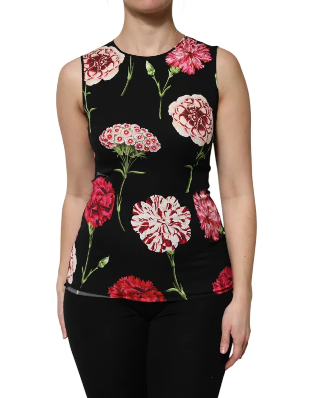 Black Floral Print Sleeveless Tank Blouse Top sold by Lord & Taylor