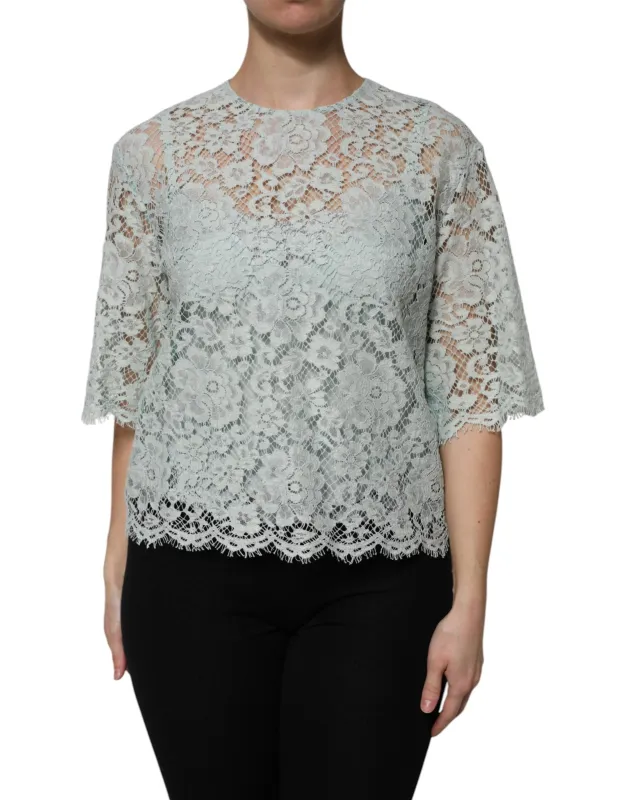 Mint Green Floral Lace Cotton Blouse Top sold by Lord & Taylor