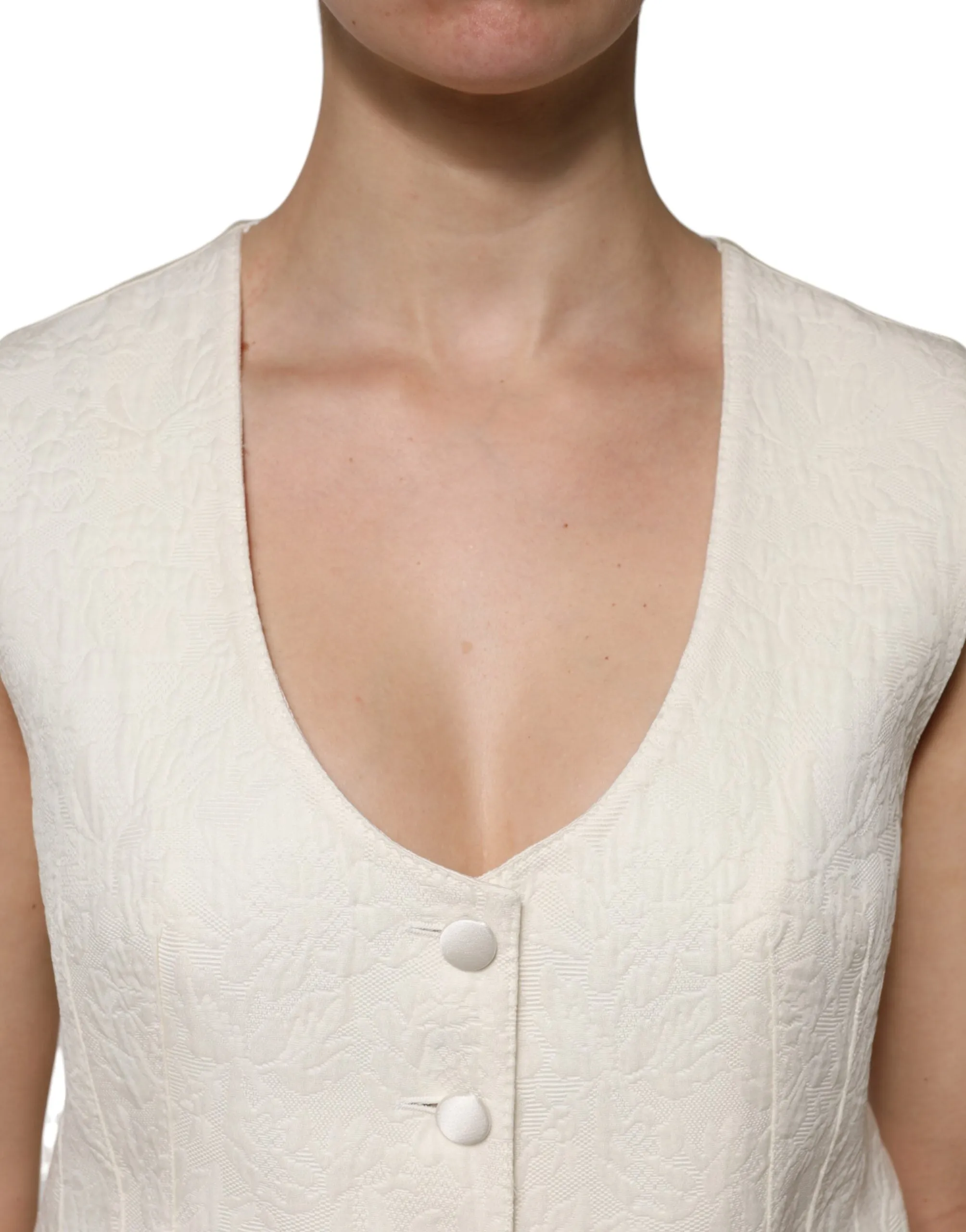 Ivory Cotton Button Down Sleeveless Vest Top sold by Lord & Taylor product image thumbnail 5