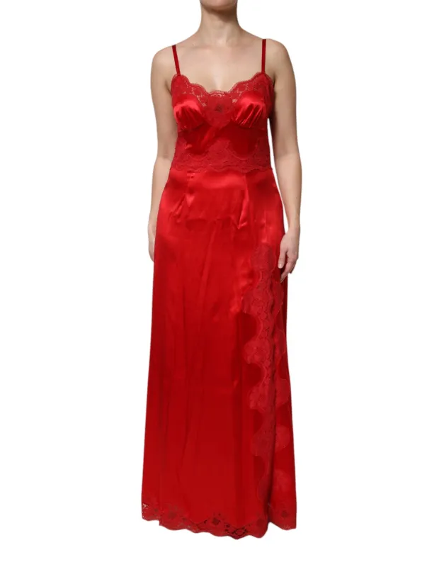 Red Silk Sleeveless Maxi Long Dress sold by Lord & Taylor
