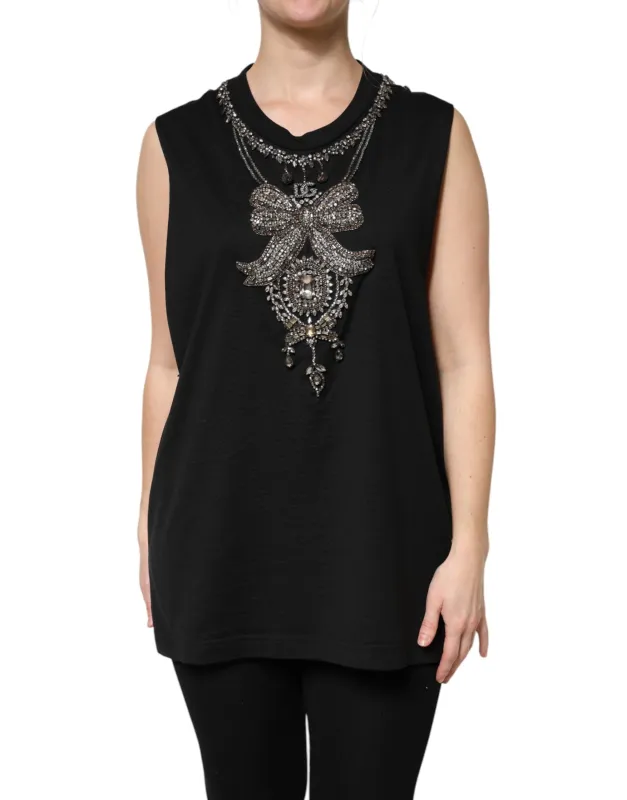 Black Cotton Rhinestone Embellished Tank Top sold by Lord & Taylor