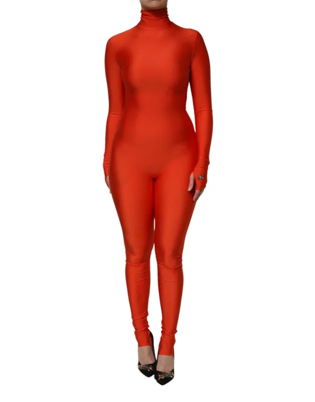 Red Nylon Turtleneck Bodycon Jumpsuit Dress sold by Lord & Taylor