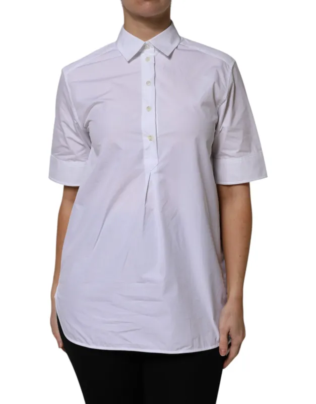 White Cotton Short Sleeves Collared Polo Top sold by Lord & Taylor