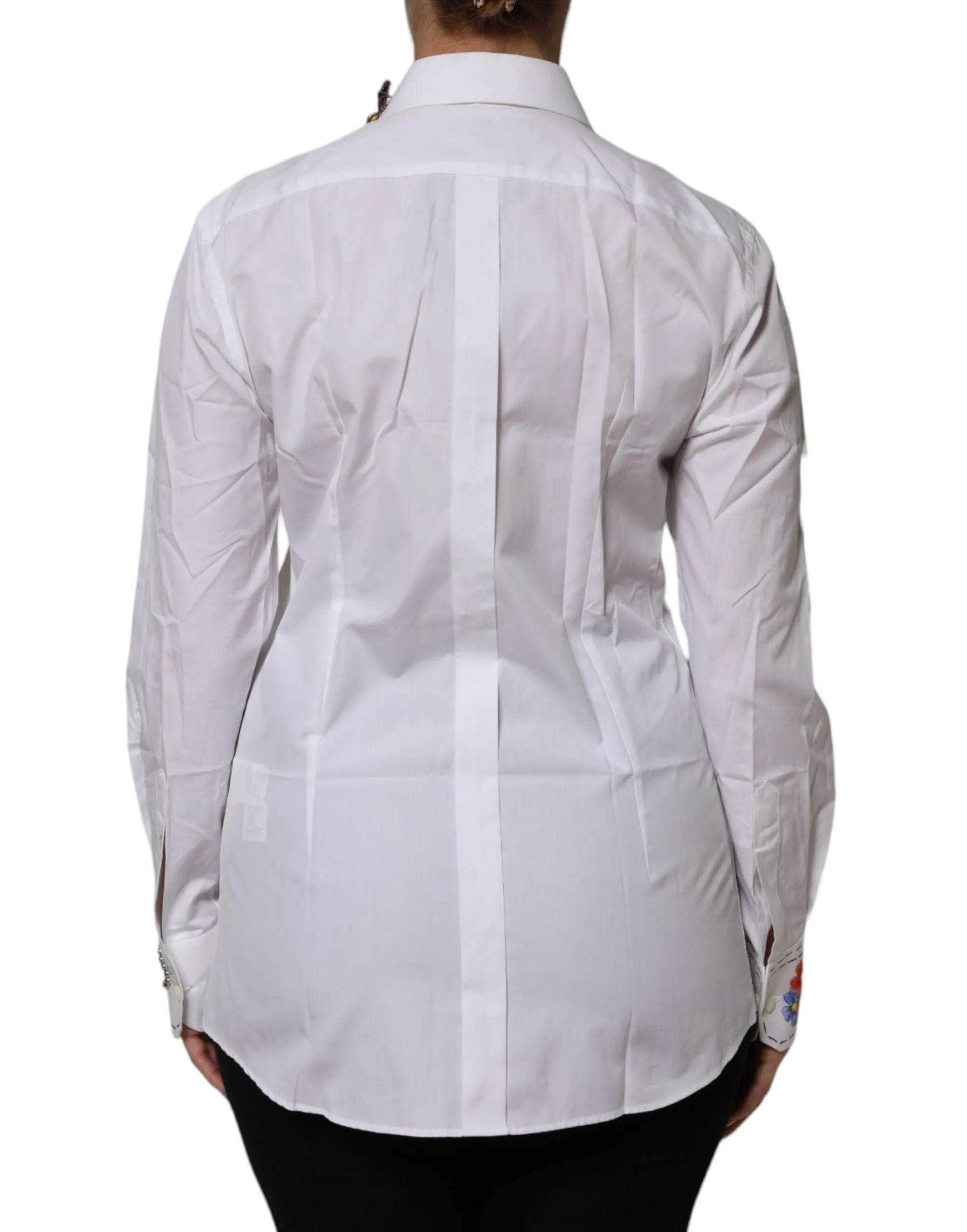 White Cotton Floral Embellished Shirt Top sold by Lord & Taylor product image thumbnail 4