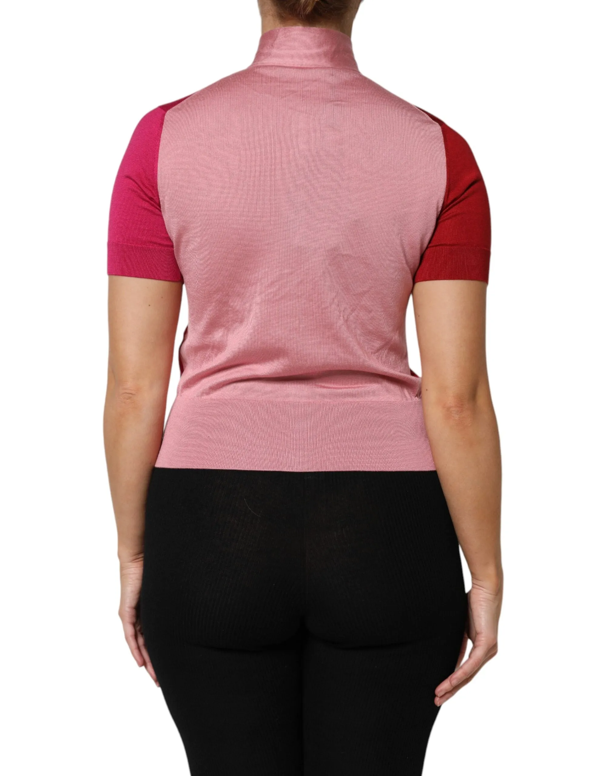 Pink Short Sleeves Buttoned Ascot Collar Top sold by Lord & Taylor product image thumbnail 4