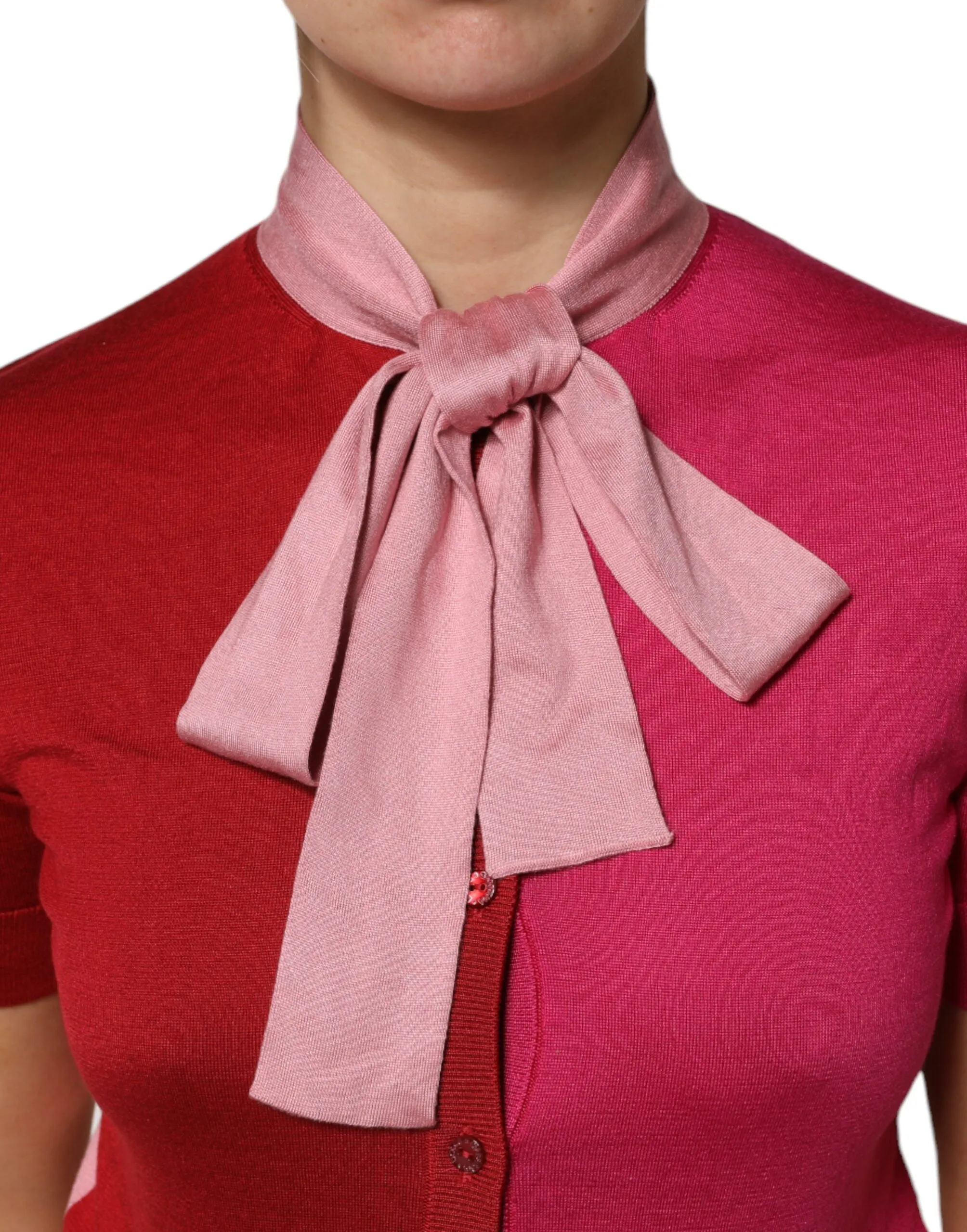 Pink Short Sleeves Buttoned Ascot Collar Top sold by Lord & Taylor product image thumbnail 5