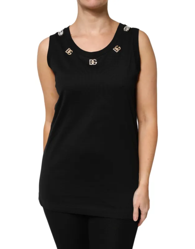 Black DG Embellished Sleeveless Tank Top sold by Lord & Taylor
