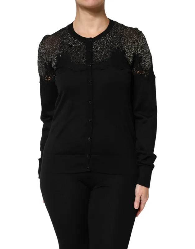Black Viscose Lace Buttoned Cardigan Sweater sold by Lord & Taylor