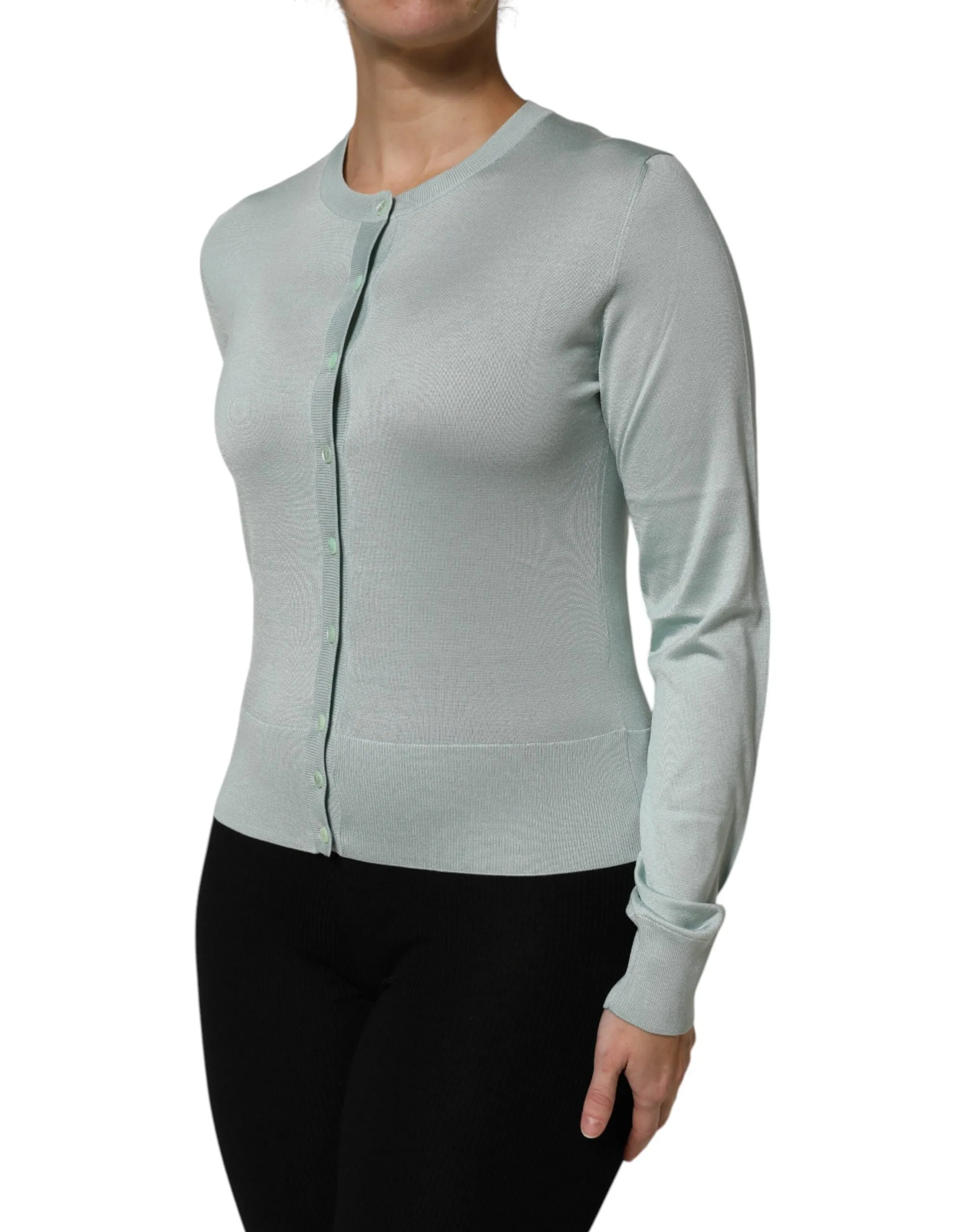 Light Green Silk Button Down Cardigan Sweater sold by Lord & Taylor product image thumbnail 3