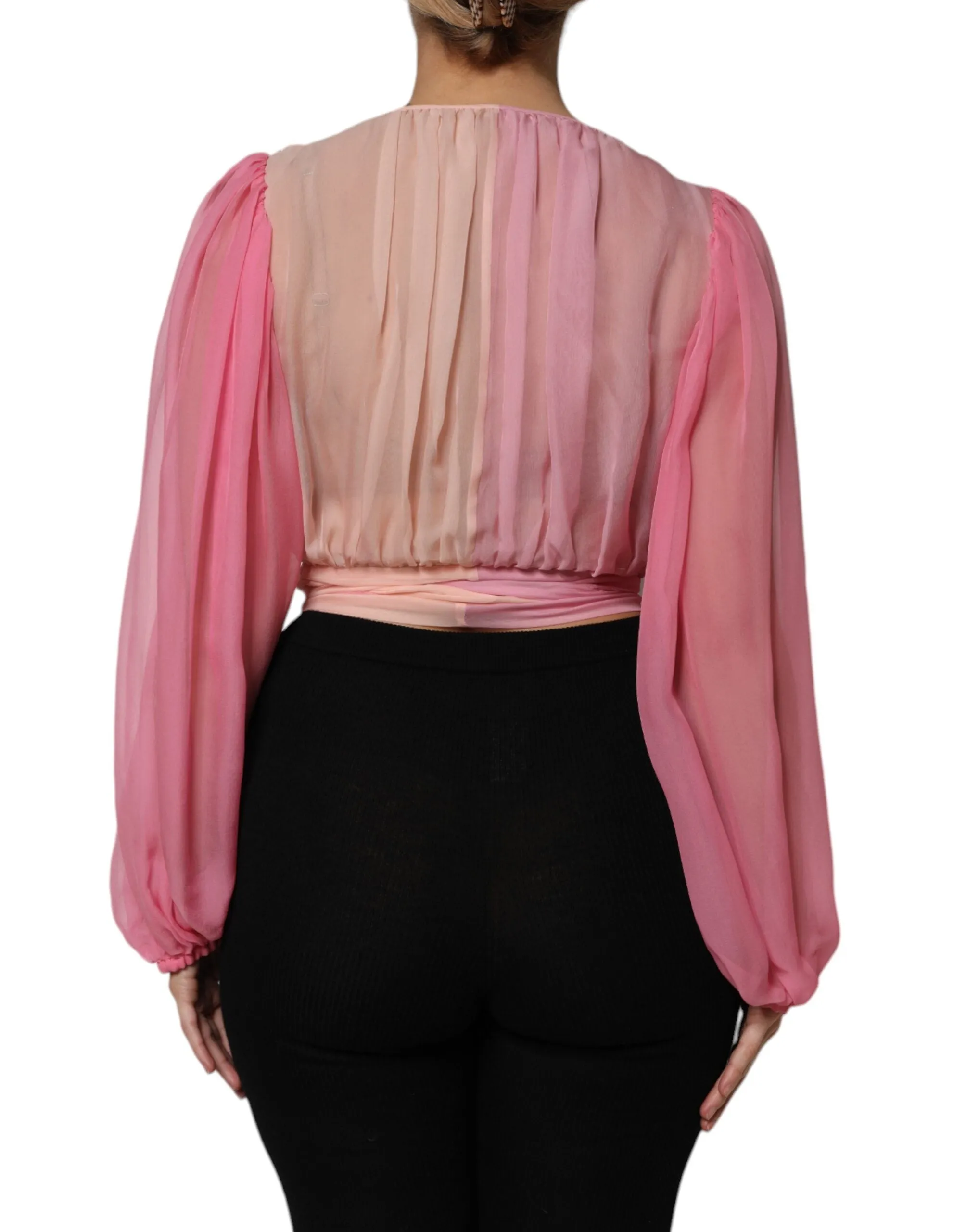 Pink Plunging V-neck Long Sleeves Blouse Top sold by Lord & Taylor product image thumbnail 4