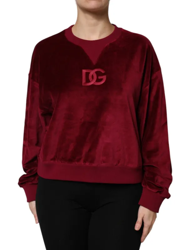Red Cotton Velvet Crew Neck Pullover Sweater sold by Lord & Taylor