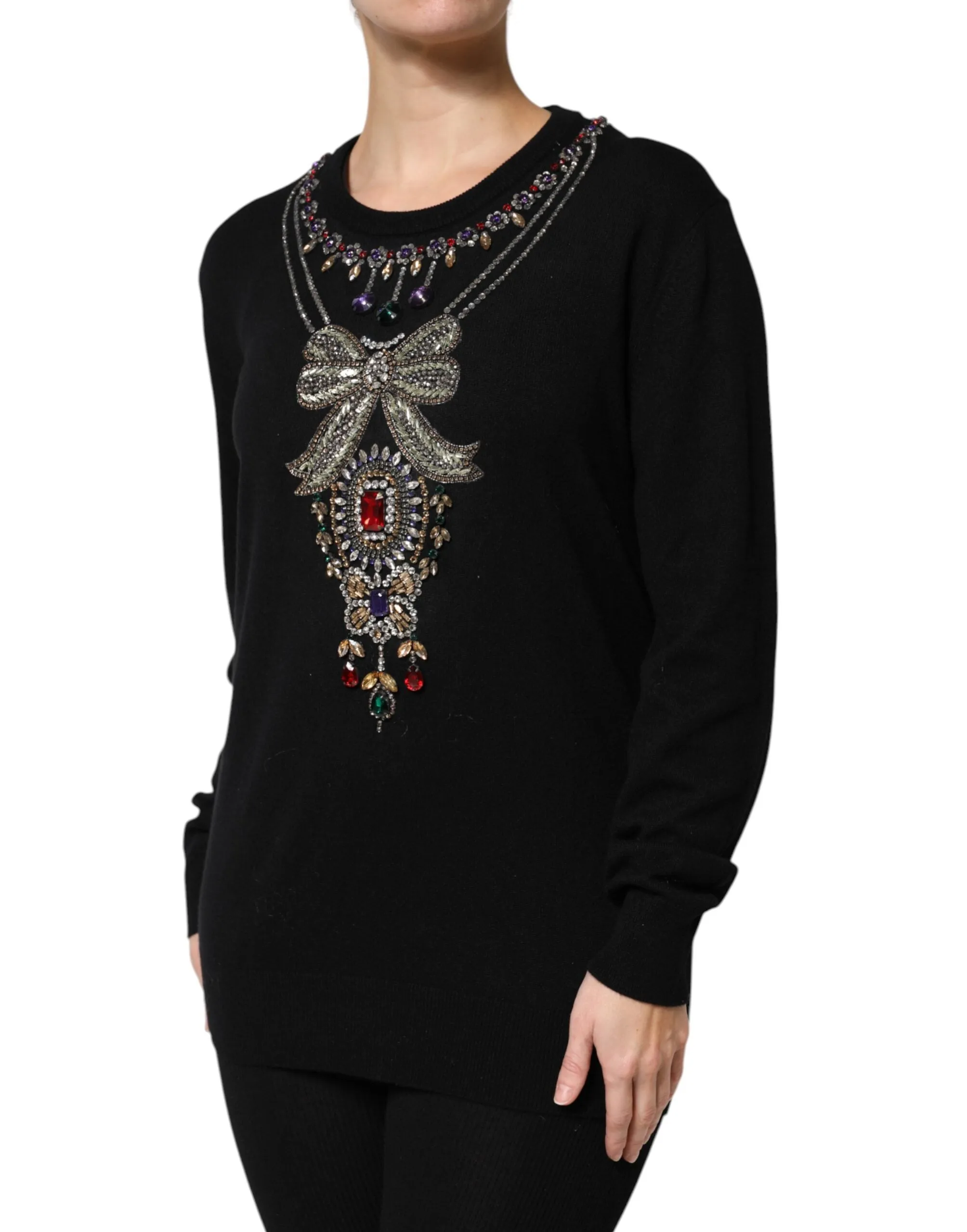 Black Cashmere Crystal Embellished Sweater sold by Lord & Taylor product image thumbnail 3