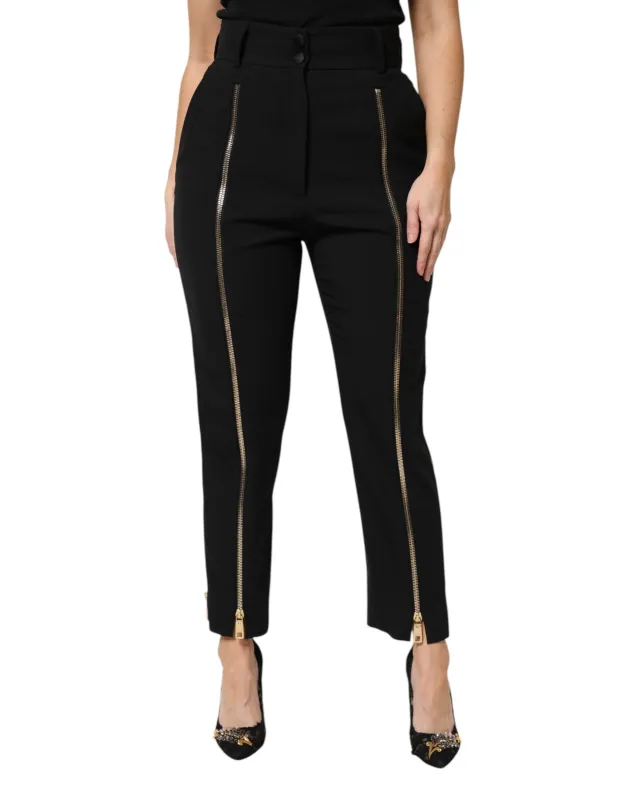 Black Wool High Waist Zipper Tapered Pants sold by Lord & Taylor