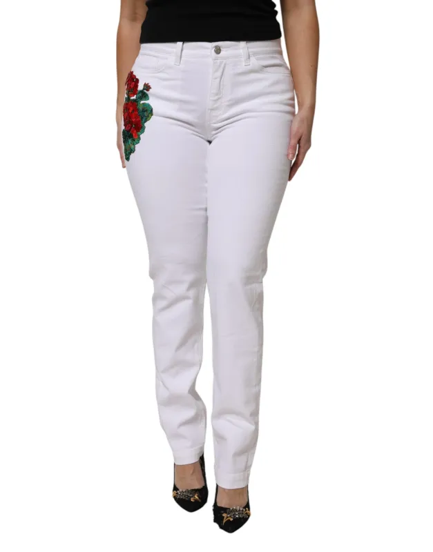 White Floral Sequined GIRLY Denim Jeans sold by Lord & Taylor