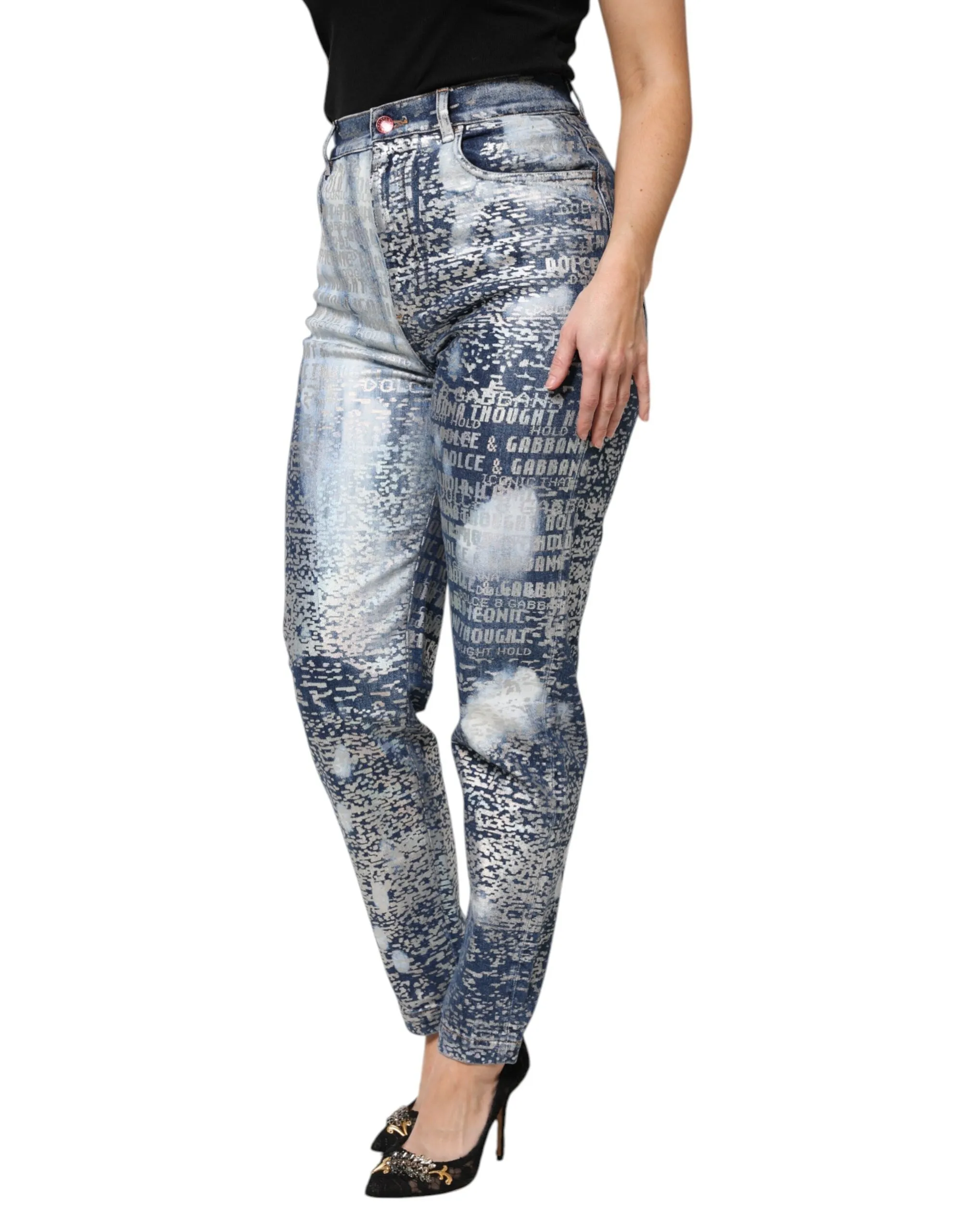 Blue Washed Print High Waist Denim Jeans sold by Lord & Taylor product image thumbnail 3