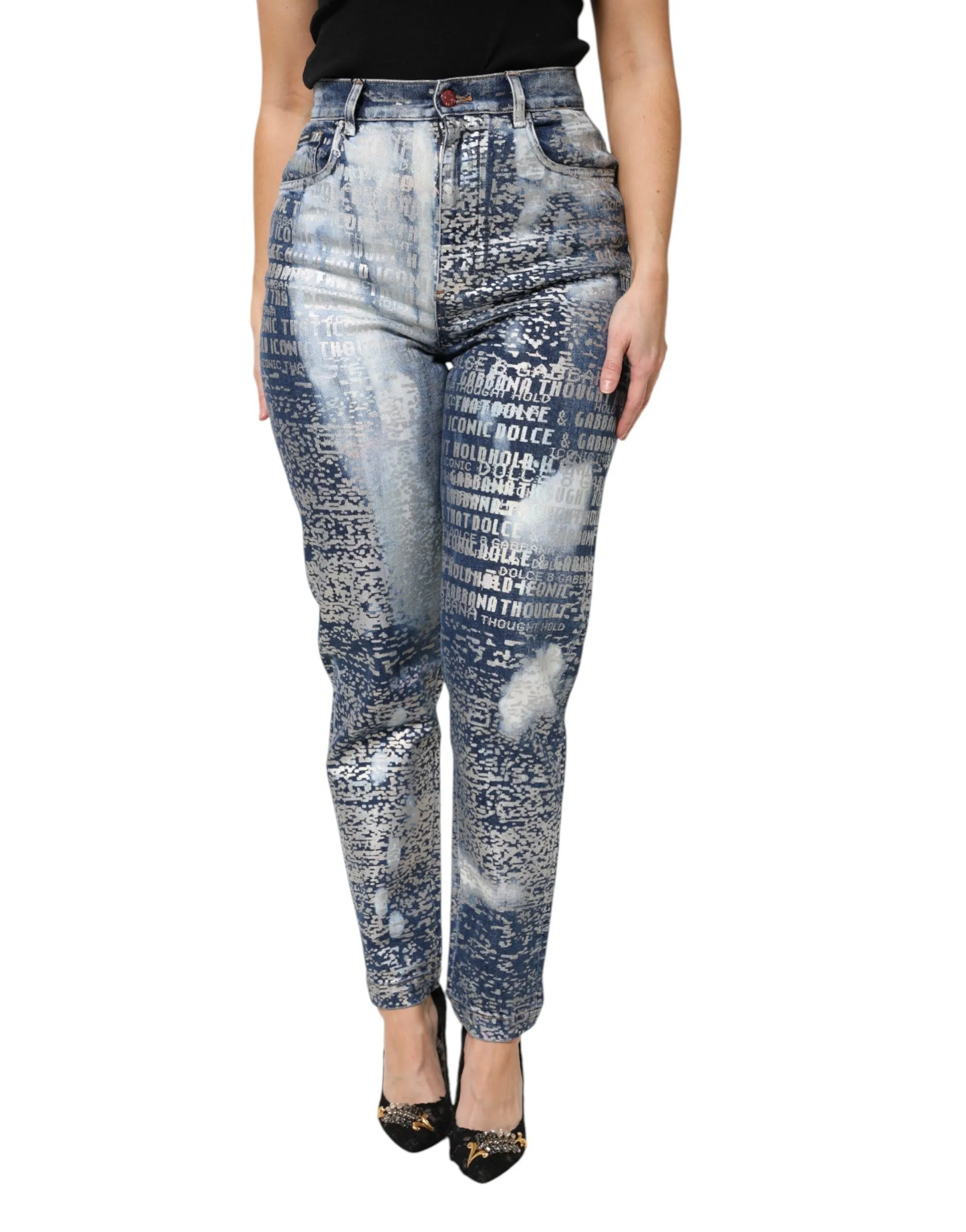 Blue Washed Print High Waist Denim Jeans sold by Lord & Taylor