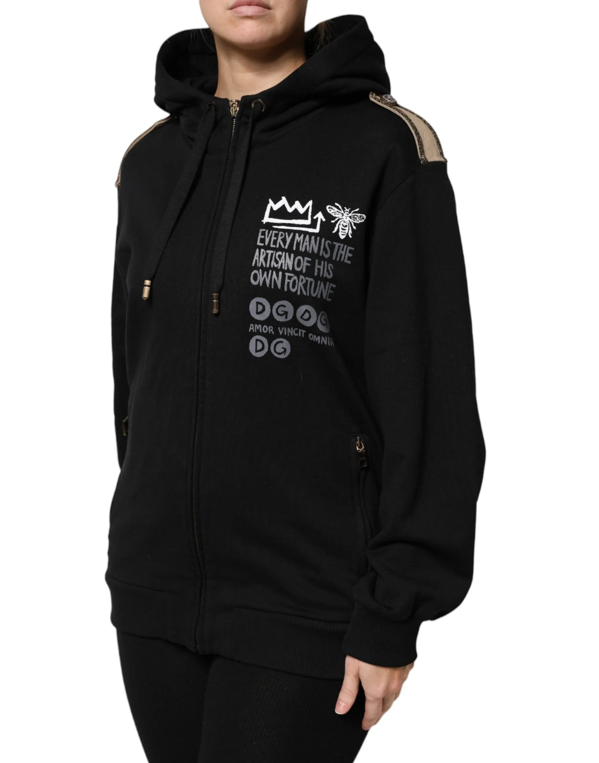 Black Logo Hooded Full Zip Sweatshirt Jacket sold by Lord & Taylor product image thumbnail 3