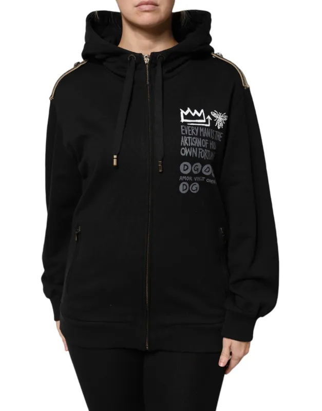 Black Logo Hooded Full Zip Sweatshirt Jacket made by Lord & Taylor