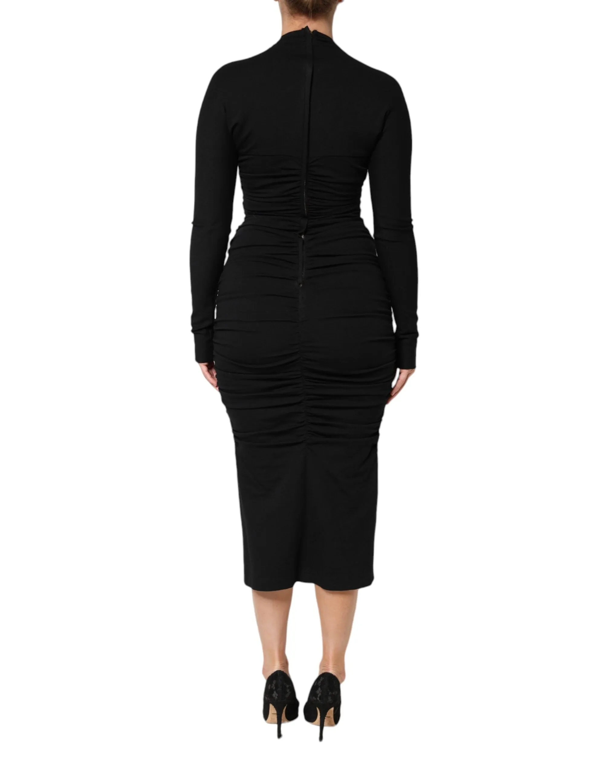 Black Long Sleeves Sheath Midi Dress sold by Lord & Taylor product image thumbnail 4