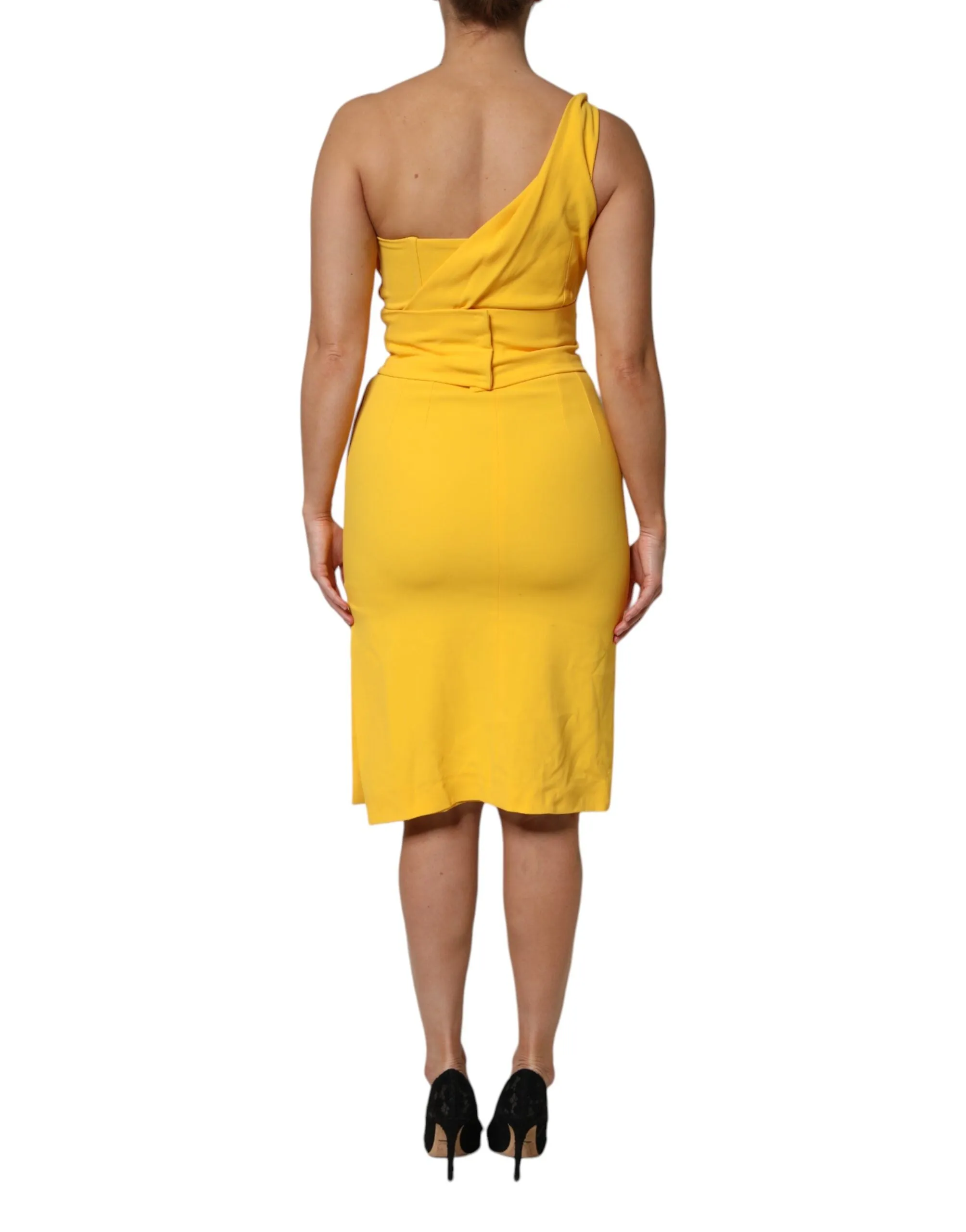 Yellow One Shoulder Side Slit Midi Dress sold by Lord & Taylor product image thumbnail 4