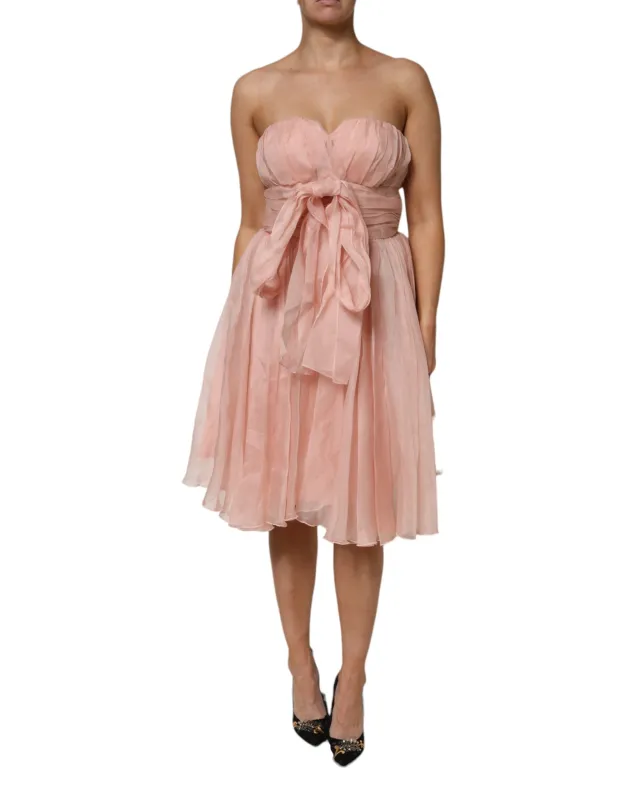 Pink Silk Chiffon A-line Pleated Midi Dress sold by Lord & Taylor