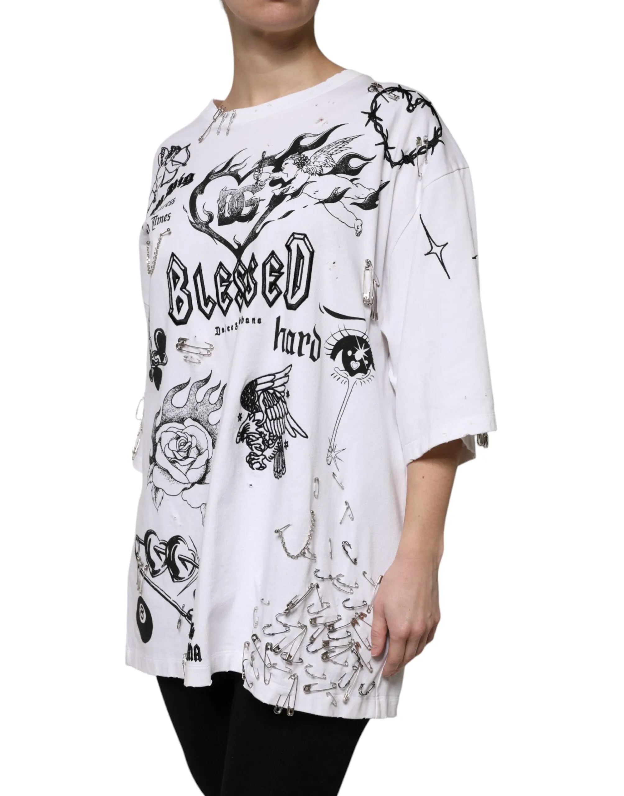 White Cotton DG BLESSED Printed T-shirt sold by Lord & Taylor product image thumbnail 3
