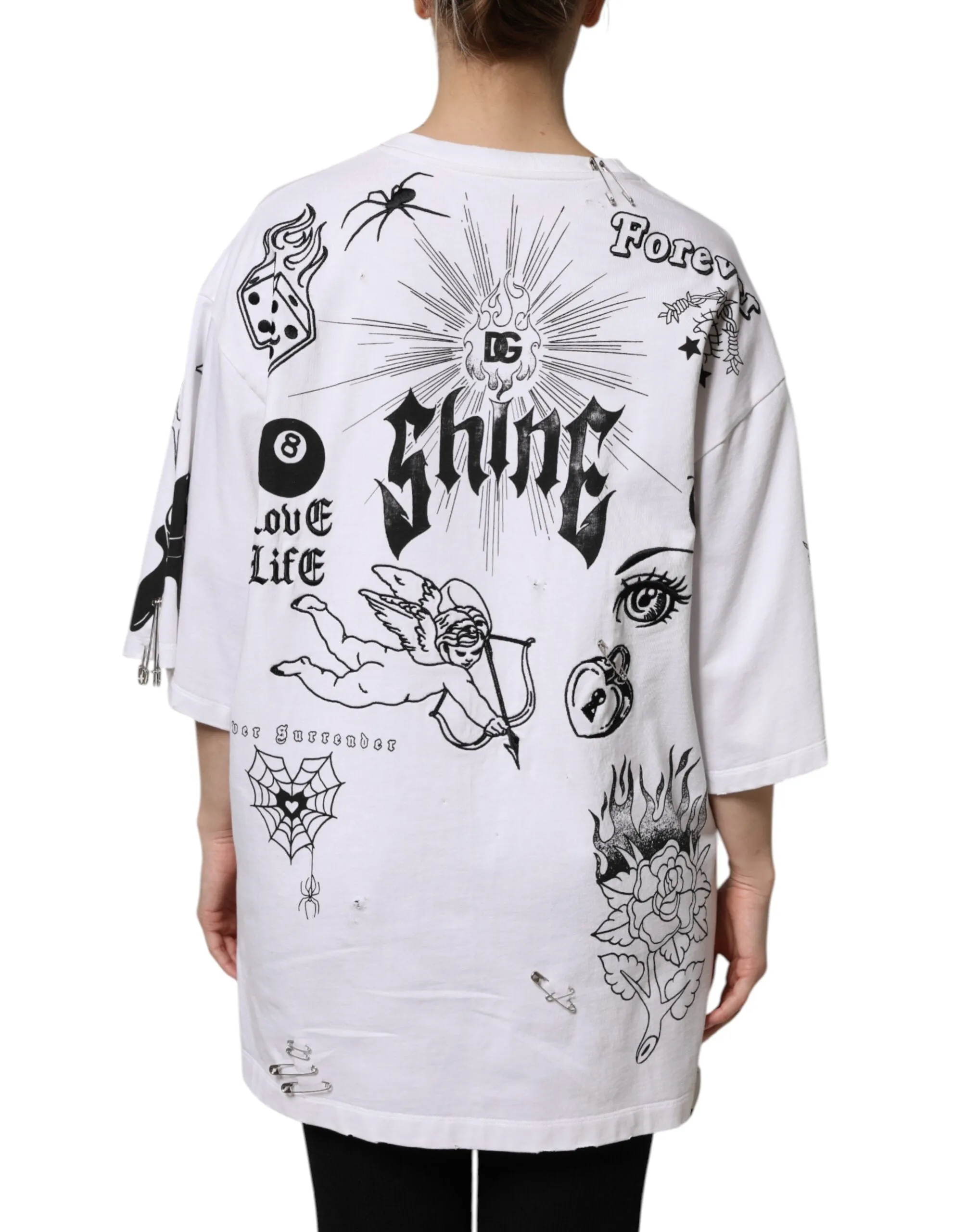 White Cotton DG BLESSED Printed T-shirt sold by Lord & Taylor product image thumbnail 4