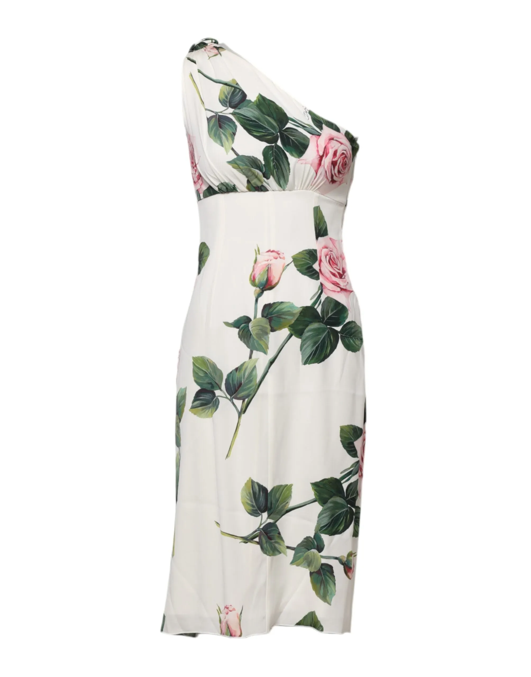 White Floral One Shoulder Sheath Midi Dress sold by Lord & Taylor