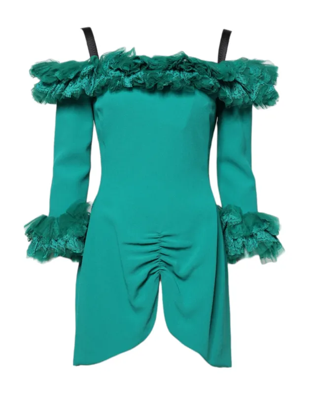 Green Lace Off Shoulder Sheath Mini Dress sold by Lord & Taylor