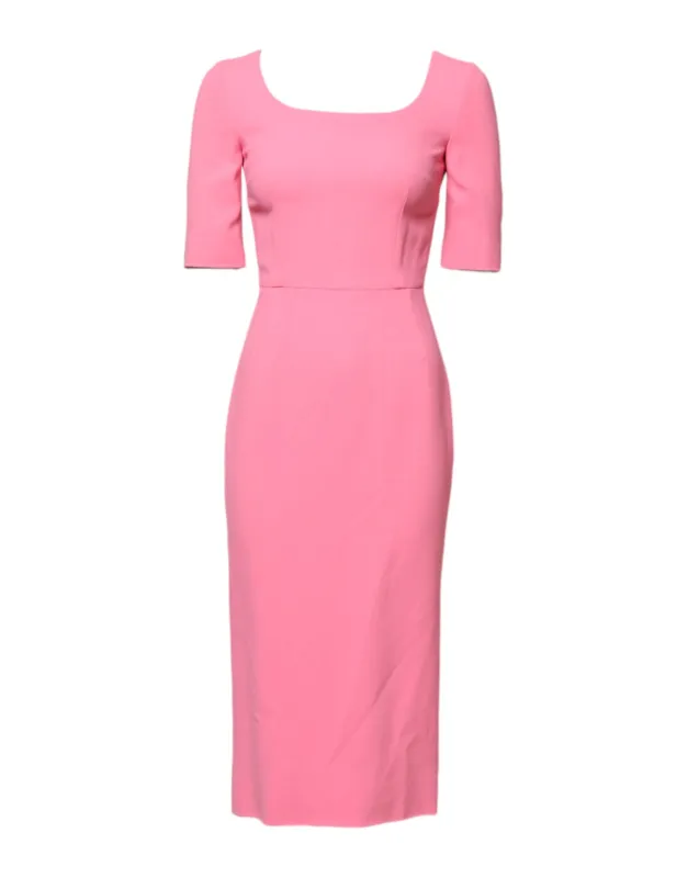 Pink Viscose Short Sleeve Sheath Midi Dress sold by Lord & Taylor