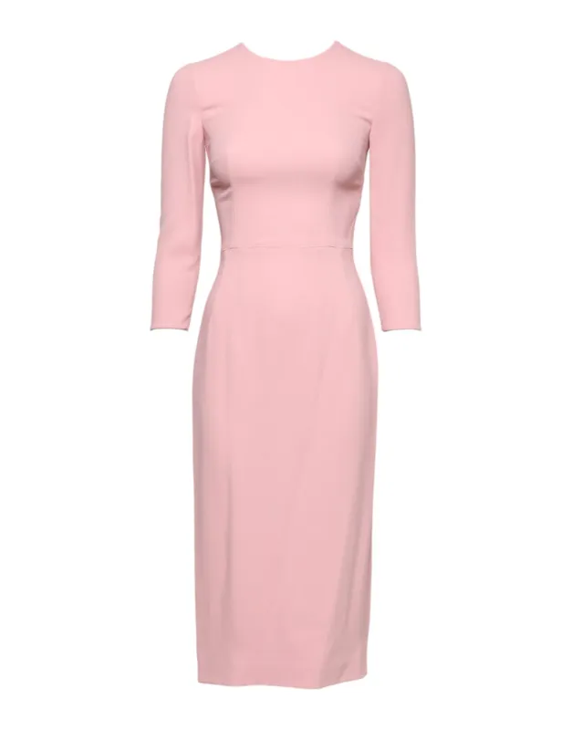 Pink Viscose 3/4 Sleeves Sheath Midi Dress sold by Lord & Taylor