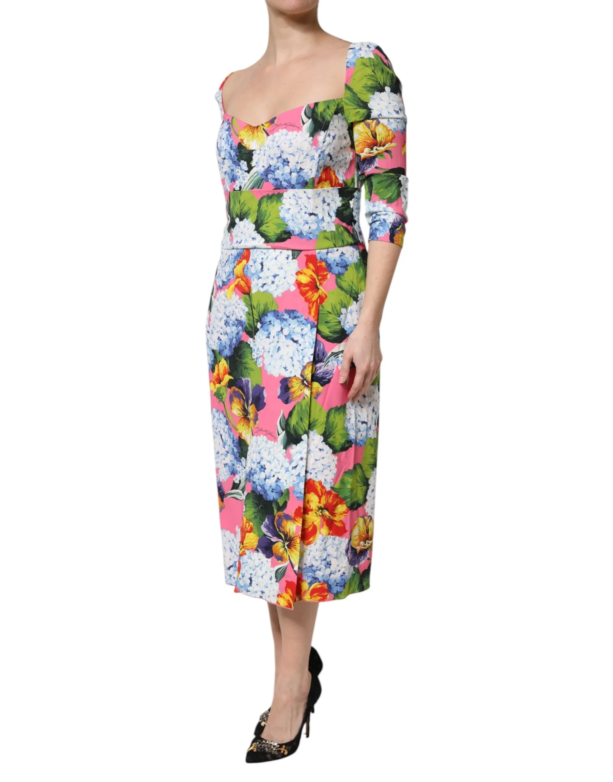 Multicolor Floral Pleated Sheath Midi Dress sold by Lord & Taylor product image thumbnail 3