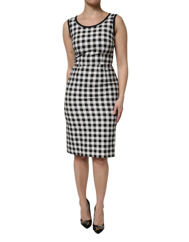 White Black Checkered Sleeveless Sheath Dress sold by Lord & Taylor