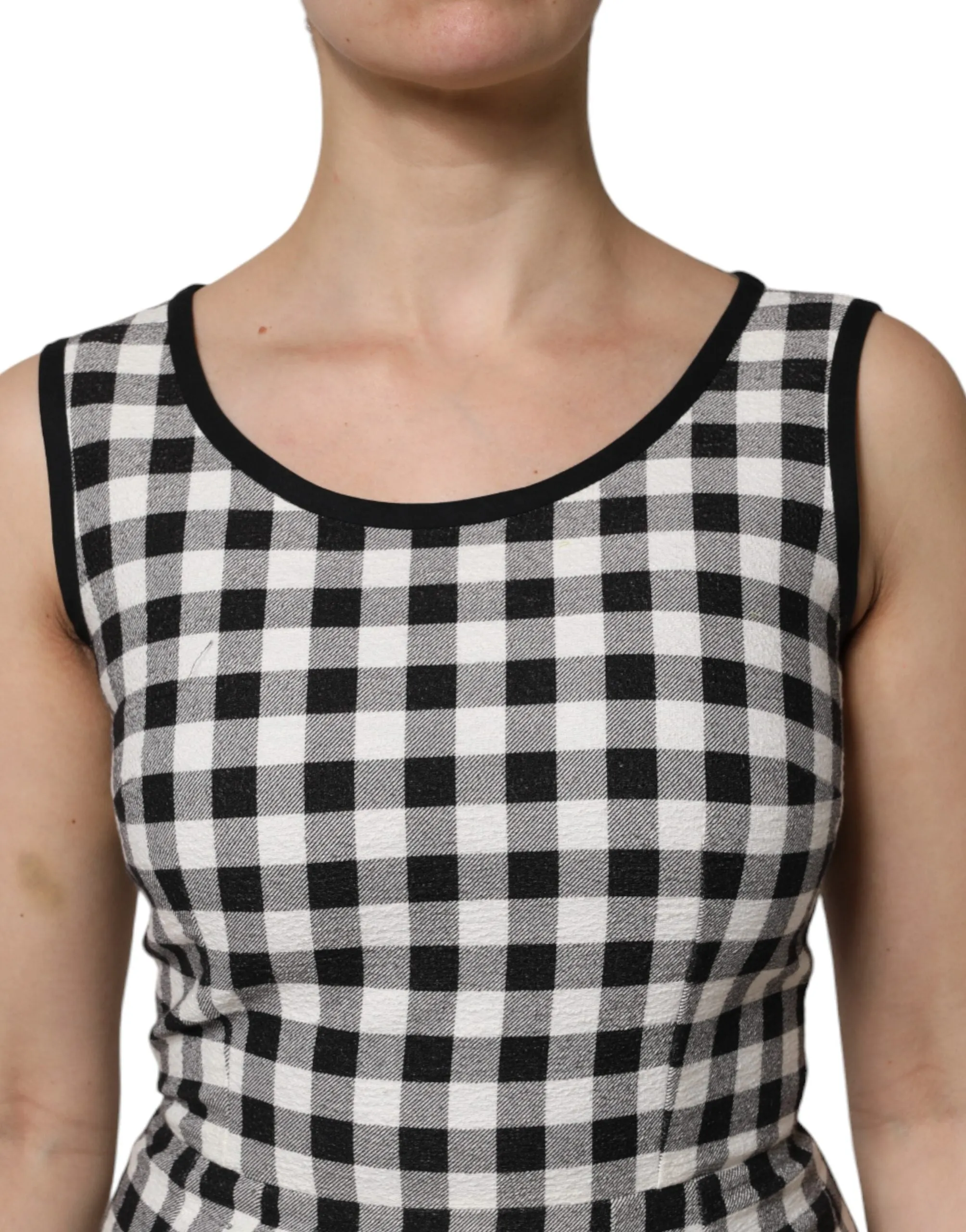 White Black Checkered Sleeveless Sheath Dress sold by Lord & Taylor product image thumbnail 5